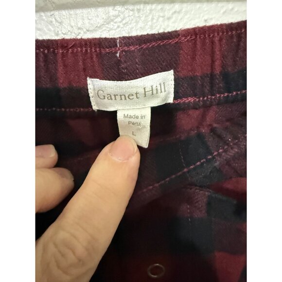 Garnet Hill Flannel PJ Pants Red Black Checked Elastic Waist Mens L - Picture 3 of 5